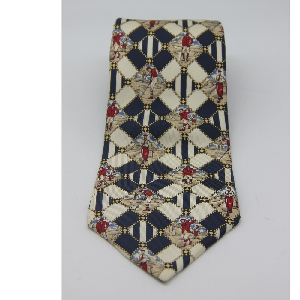 Vintage Tommy Hilfiger Italian Silk Golfer Tie 8" Long 4" Wide USA Geometric